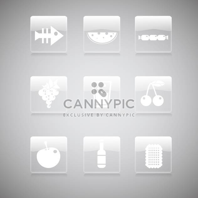 Vector set of food icons on gray background - Free vector #129781