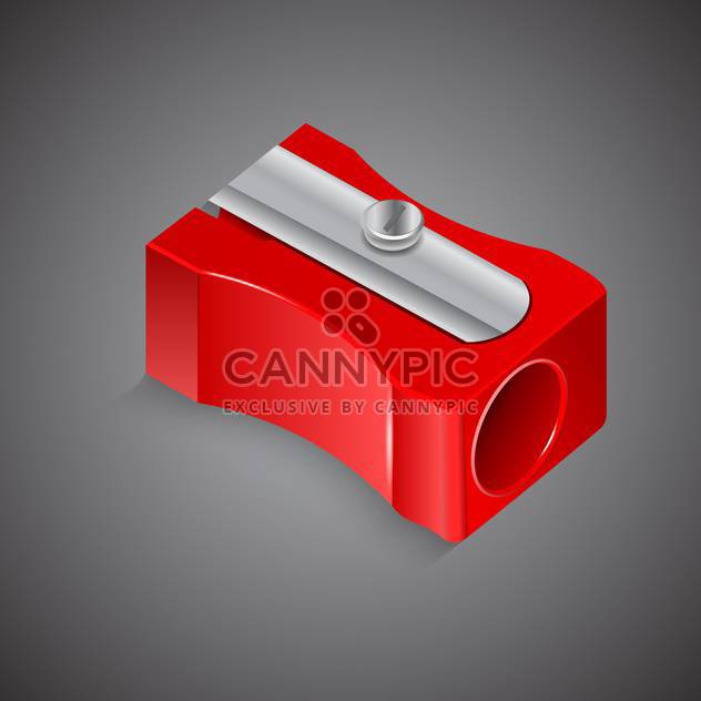 Vector illustration of red pencil sharpener on gray background - Free vector #129791