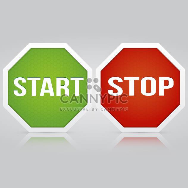 Start and Stop vector buttons on gray background - Free vector #129891