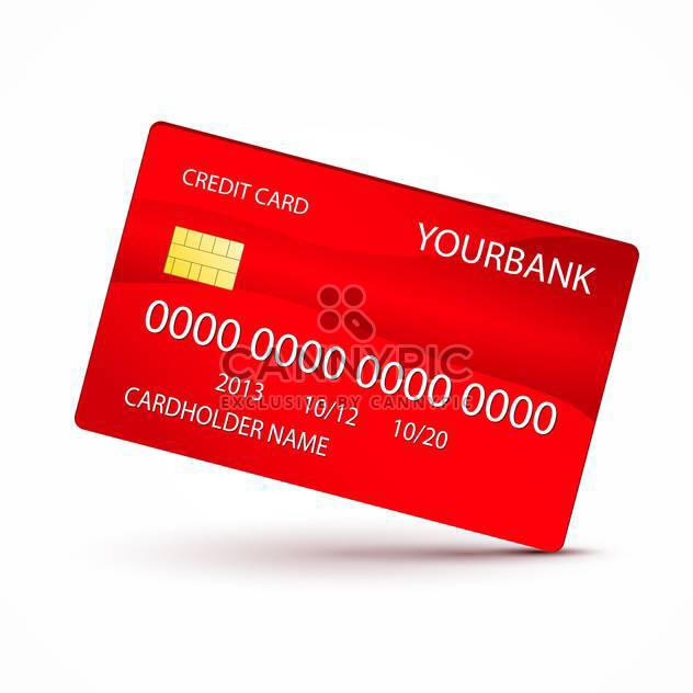 Vector illustration of red credit card on white background - vector gratuit #129941 