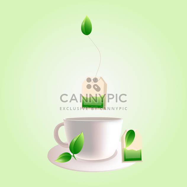 Vector cup of green tea on light green background - бесплатный vector #130011
