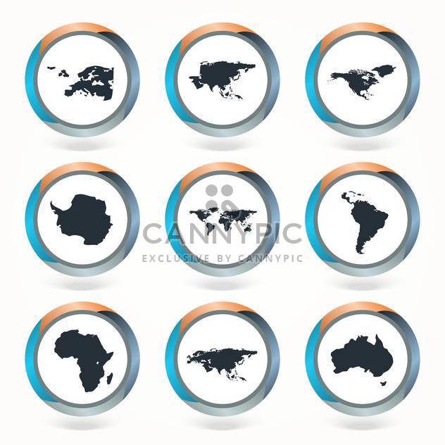 Set of vector globe icons showing earth with all continents - Free vector #130121