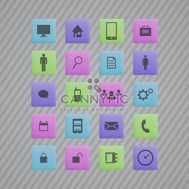Vector communication colorful icons on grey striped background - vector #130151 gratis