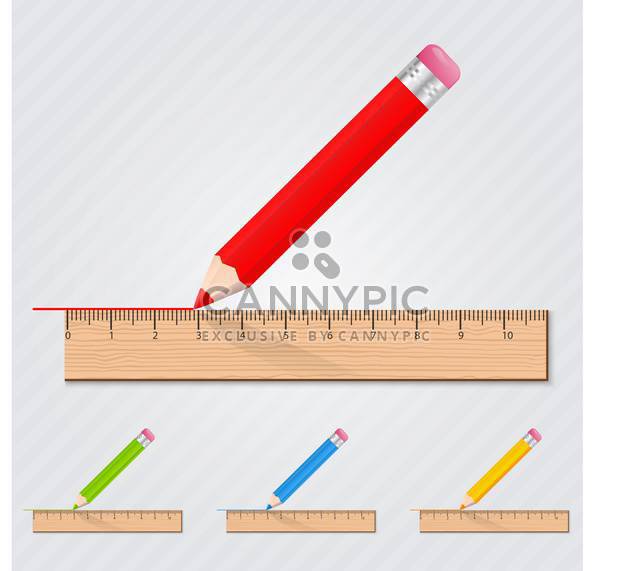Colored set with pencils with rulers - бесплатный vector #130381