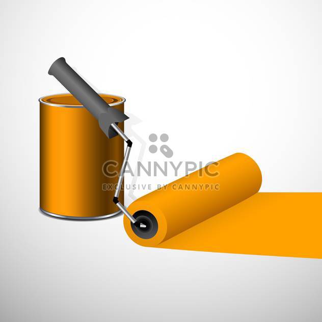Paint can with a roller, isolated on white background - Free vector #130411