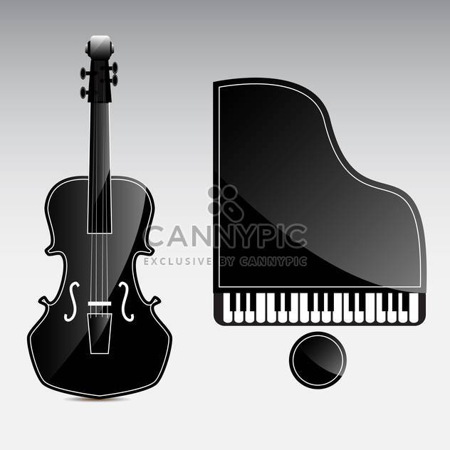 Vector musical instruments on grey background - Free vector #130611