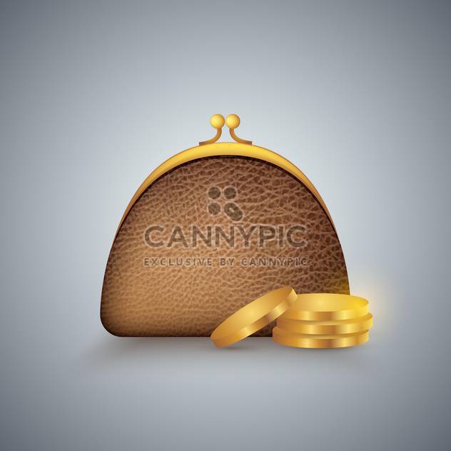 vector illustration of brown purse and golden coins - бесплатный vector #130701