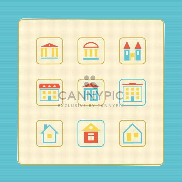 vector illustration of icons set of houses - бесплатный vector #130741