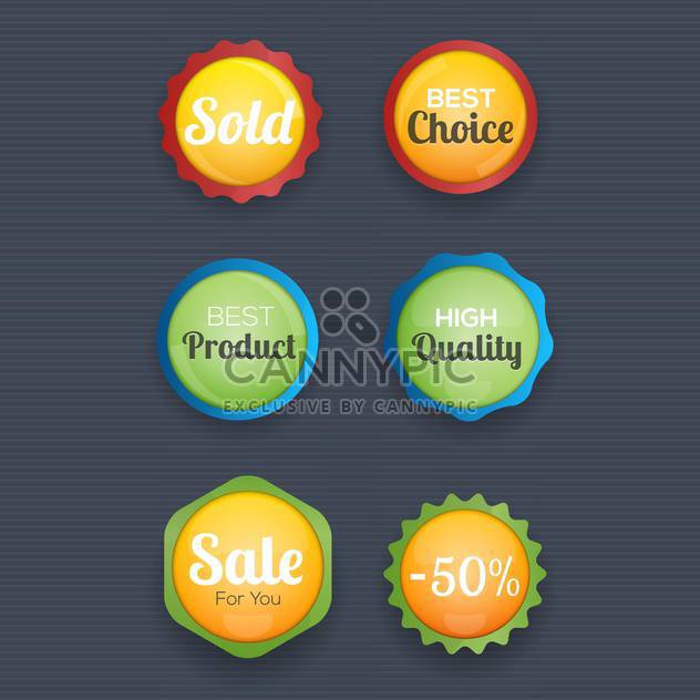 vector illustration of round shaped shopping labels collection - Free vector #130761