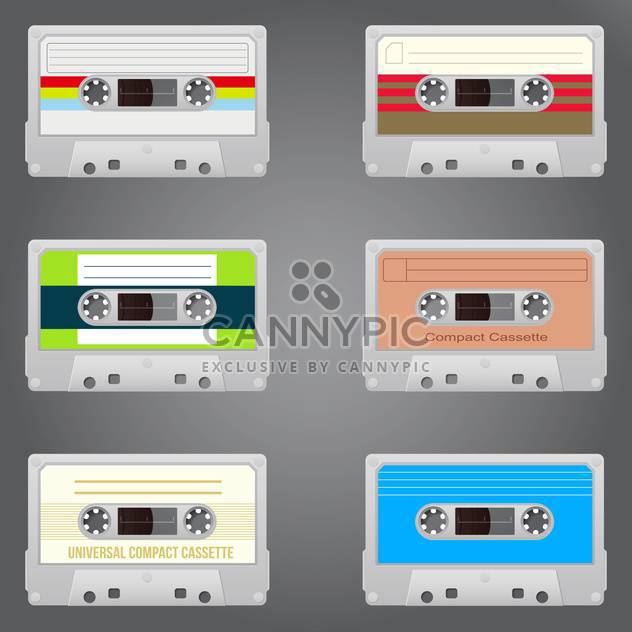 Audio tape set of six vintage records - Free vector #130951