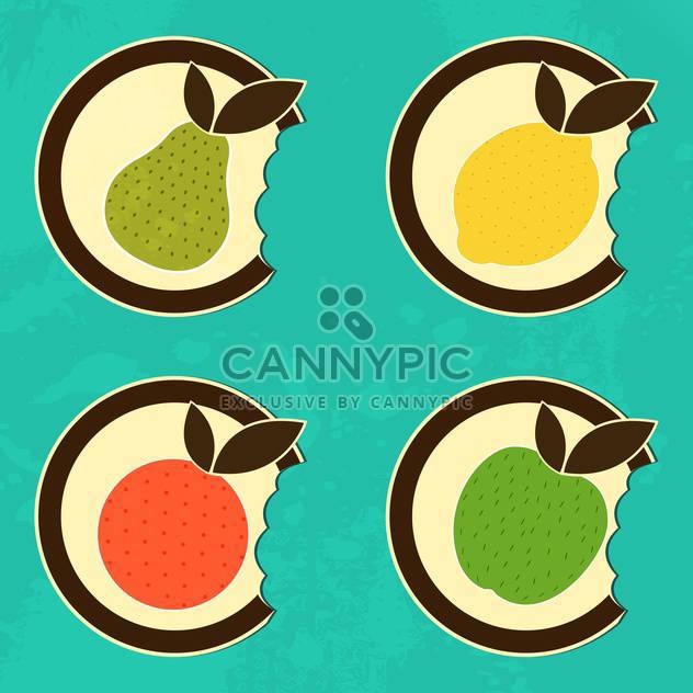 Bitten fruits set icons vector illustration - Free vector #131391
