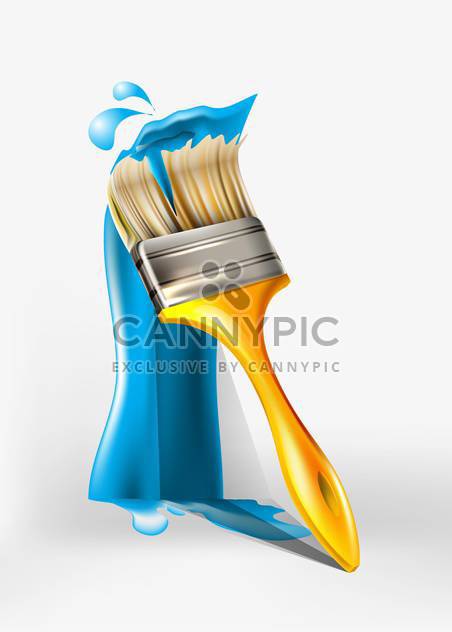 Paint brush painting with blue paint - Free vector #131421