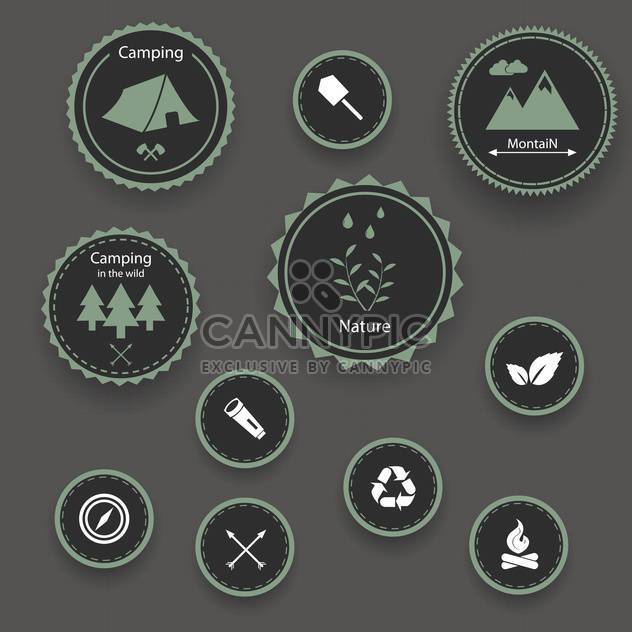 Set of camping icons on grey background - vector gratuit #131471 