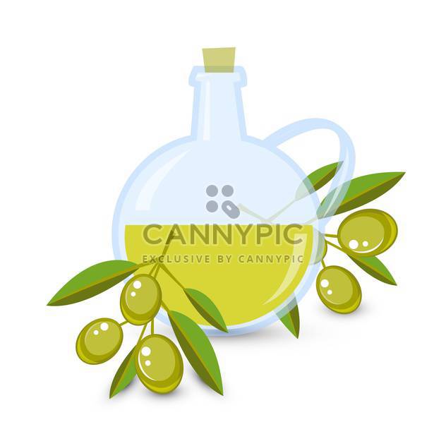 Olive oil with olives on white background - vector #131481 gratis