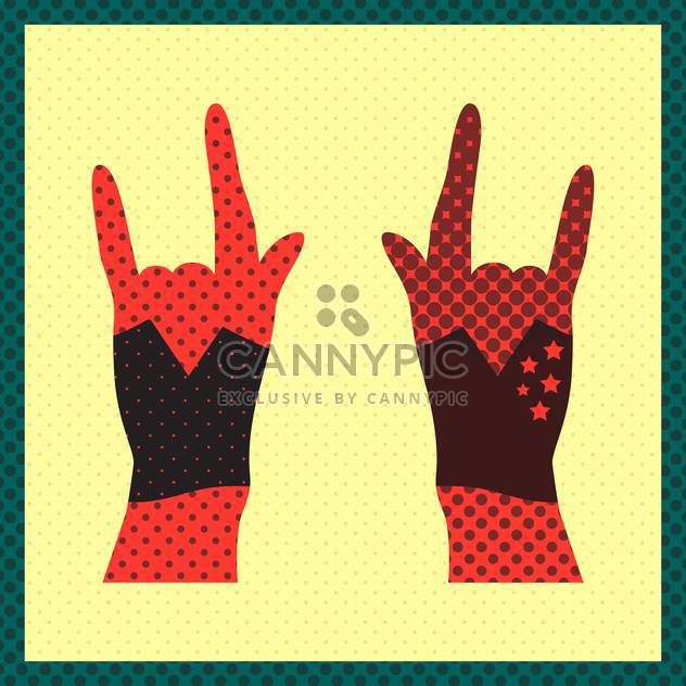 Hands up showing rock sign grunge illustration - бесплатный vector #131491