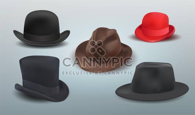 Vector set of different hats on grey background - Free vector #131711