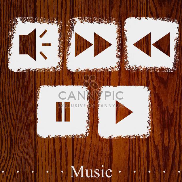Vector set of media player icons on wooden background - бесплатный vector #131811
