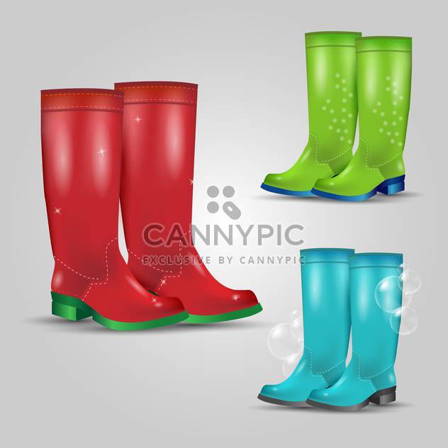 Set of colored rubber boots vector illustration - Free vector #132011