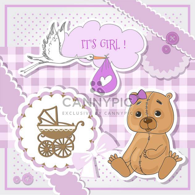 Baby shower purple invitation card - Free vector #132151