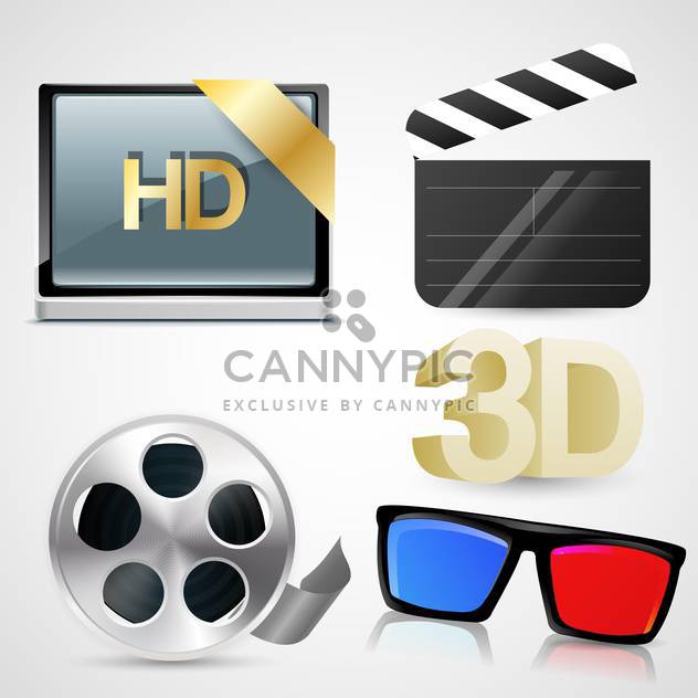 Movie icons set on gray background - vector #132431 gratis