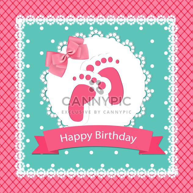 happy birthday baby arrival card - vector gratuit #132511 