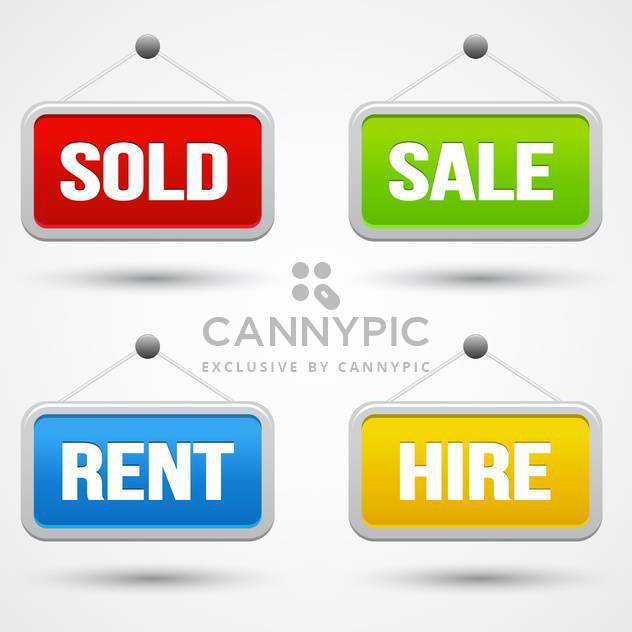 sale, sold, hire and rent icons signs - vector gratuit #132621 