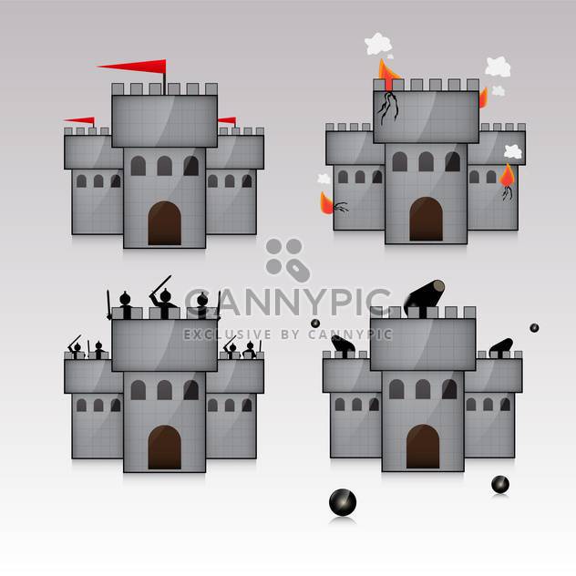 castle and guns with kernels illustration - vector gratuit #132891 
