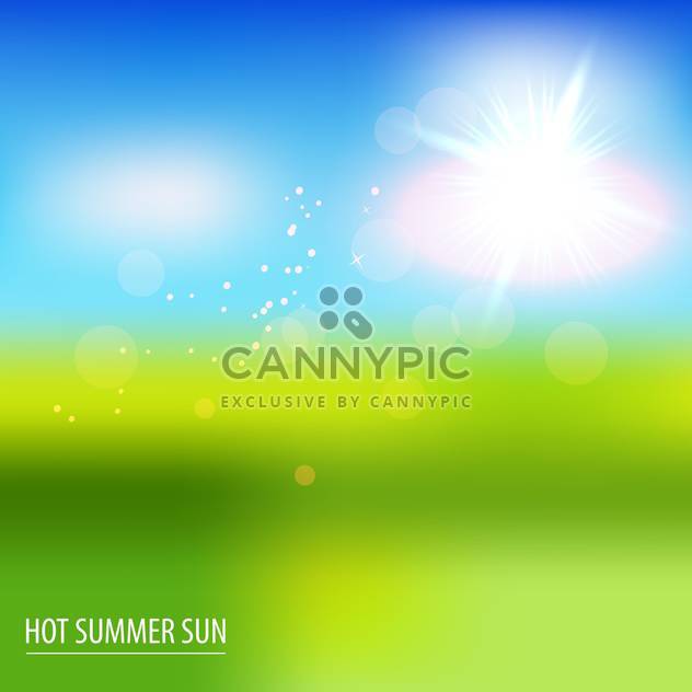 green field and blue sky with summer sun - Free vector #133951