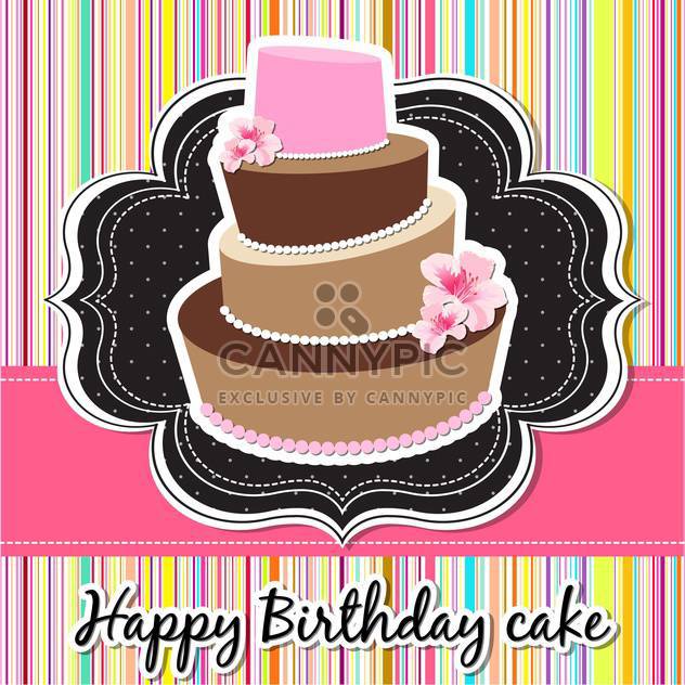happy birthday card with cake - vector #134061 gratis