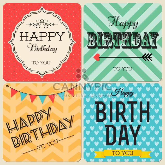 happy birthday greeting cards set - Kostenloses vector #134391