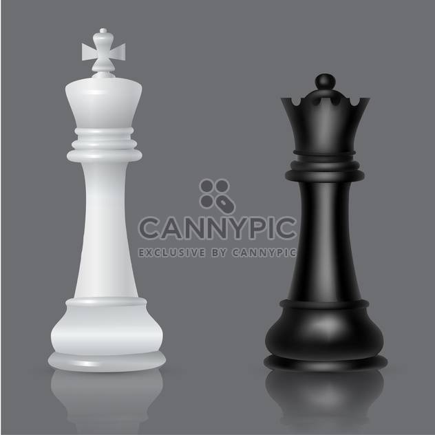 black and white chessmen vector illustration - Free vector #134791