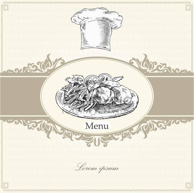 template for menu with cook hat and plate - vector #135181 gratis