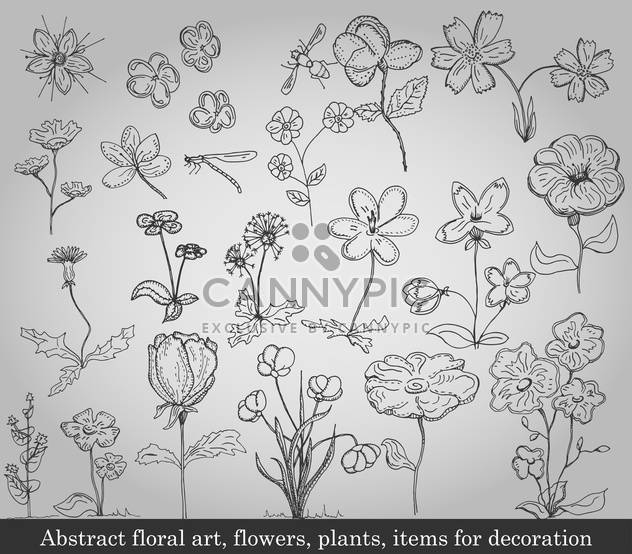 abstract flowers, plants and items for decoration - Free vector #135231