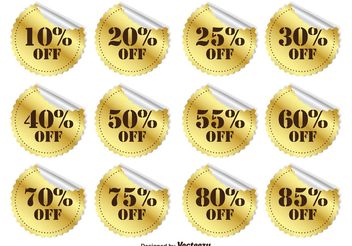 Gold Promotional Discount Stickers - vector gratuit #140841 