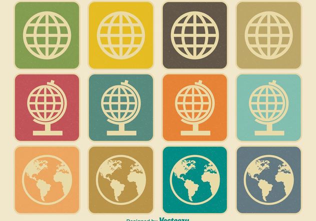 Vintage Earth / Globe Icons - Free vector #140941