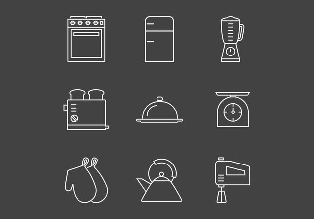 Free Outline Vintage Kitchen Utensils Vector Icons - Free vector #142721