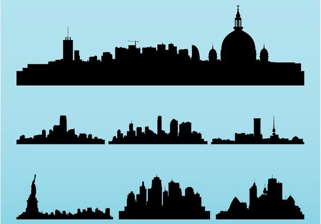 Cityscapes Silhouettes Set - Free vector #145381