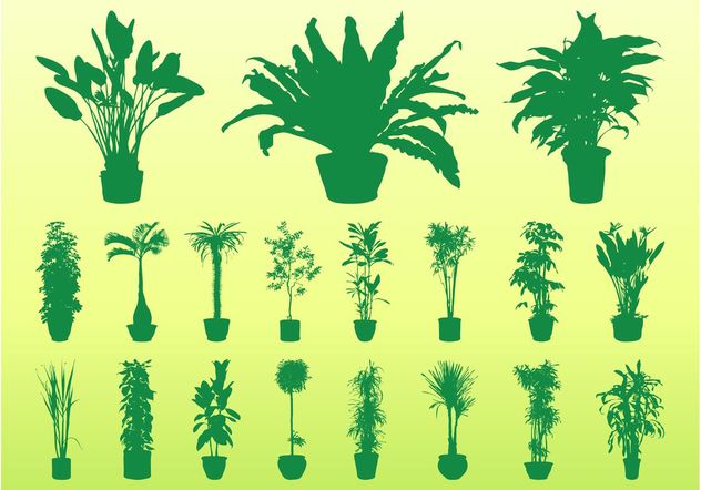 Potted Plants Silhouettes - vector #146491 gratis