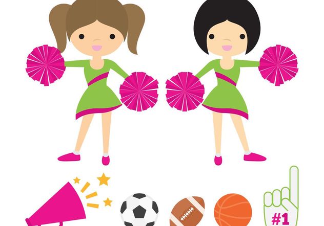 Cheerleaders with Pom Poms Vector Pack - Free vector #148061