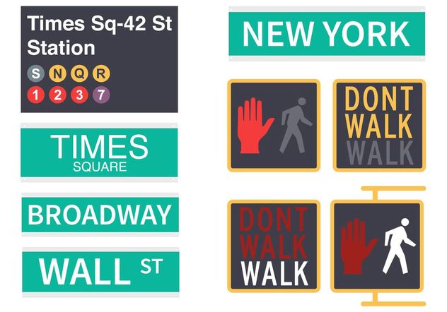 Free New York Street Signs Vector - бесплатный vector #150221