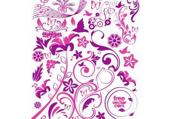 Pink Flowers Vectors - vector gratuit #152721 