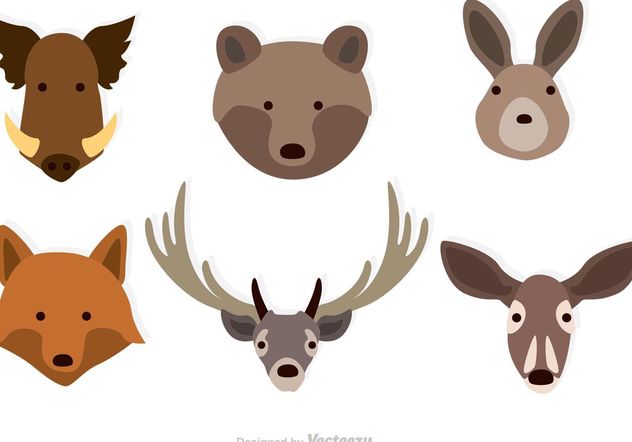Forest Animals Faces Vectors - Free vector #153021