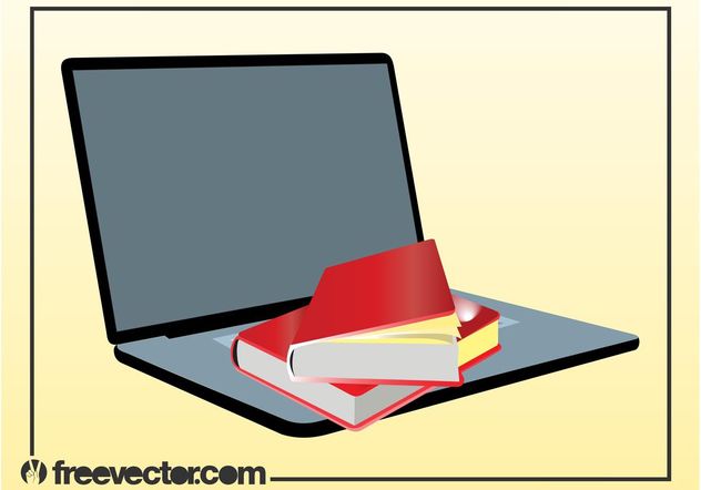 Books And Laptop Vector - Free vector #153811