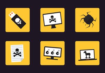 Cyber Attack Vector Icons - Free vector #153861