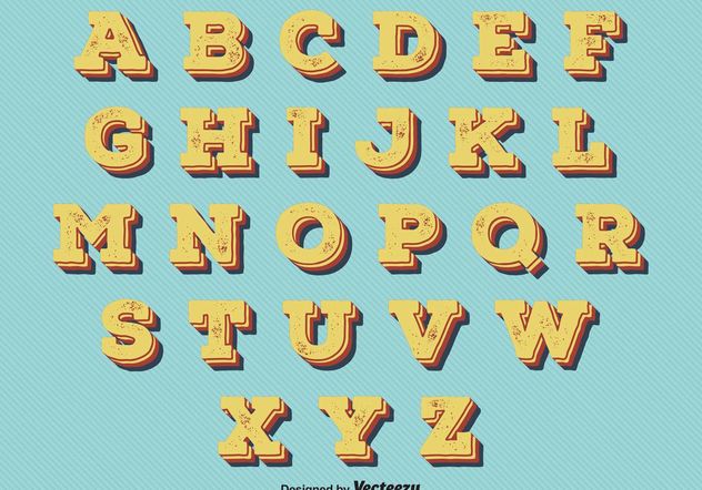 Vintage Retro Style Alphabet - vector gratuit #155361 