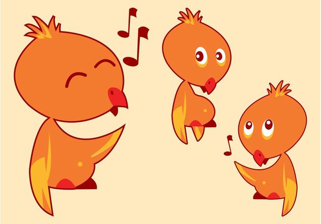Cartoon Birds Singing - vector gratuit #157621 