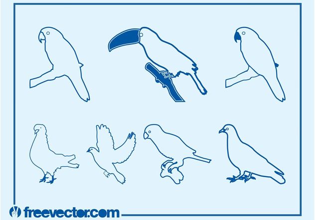 Birds Outlines Graphics - Free vector #157661