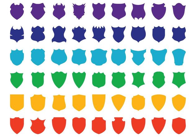 Colorful Shields Set - vector gratuit #160551 