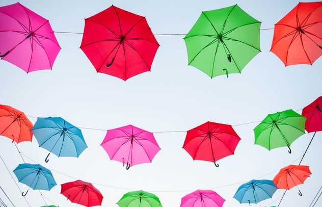 colored umbrellas hanging - image #186541 gratis