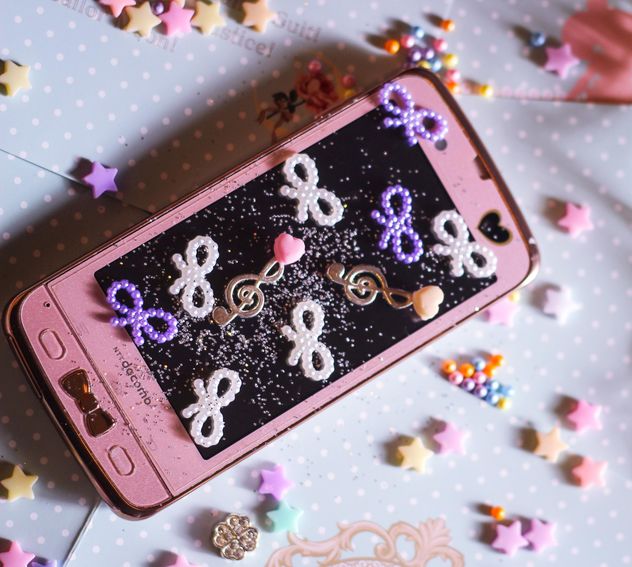 pink phone and beads - image #187271 gratis